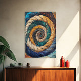 Nautical Spiral, Abstract Ocean Art, Canvas Print, Coastal Wall Art, Moody Art, Geometric Painting, Living Room Art, Gift Idea