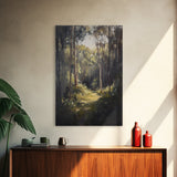 Tranquil Forest Path Framed Canvas Print Nature Wall Art, Rustic Woodland Decor, Cabin Aesthetic, Living Room Art, Autumn Home Style
