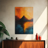 Volcano Eruption Landscape Framed Canvas Print Fiery Nature Wall Art Dramatic Sunset Mountain Scene Living Room Statement Piece