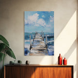 Wooden Pier Canvas Print Coastal Wall Art Beach House Decor Serene Ocean Painting Nautical Living Room Modern Home Gift