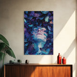 Dreamy Blue Feathers Canvas Print | Ethereal Surreal Art | Boho Bedroom Decor | Unique Abstract Painting | Cosmic Wall Art