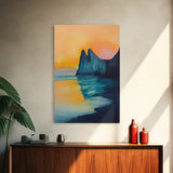 Sunset Cliff, Coastal Landscape Art, Seascape Painting, Ocean Wall Art, Living Room Art, Above Sofa Art, Framed Canvas Print