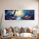 Enchanted Forest Stream Canvas Print Fantasy Landscape Wall Art Mystical Nature Decor Living Room Artwork Whimsical Tree Art