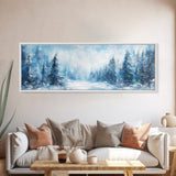 Winter Wonderland Framed Canvas Print, Snowy Forest Wall Art, Christmas Home Decor, Scandinavian Winter Art, Cozy Cabin Wall Art