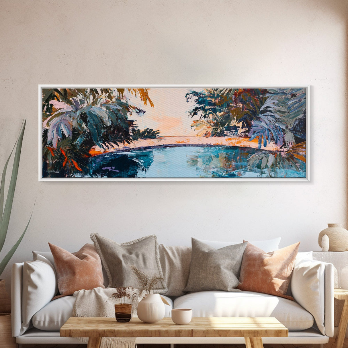 Exotic Palm Oasis Canvas Print Tropical Paradise Wall Art Boho Beach Decor Relaxing Home Accent Bedroom Living Room Gift