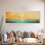 Golden Sunset Coastal Canvas Print, Minimalist Ocean Wall Art, Warm Beach Decor, Large Modern Art, Bedroom Wall Art, Nature Painting