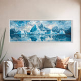 Iceberg Mountain Reflection Canvas Print, Arctic Nature Wall Art, Cool Blue Home Decor, Large Landscape Painting, Modern Office Art