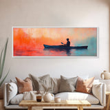 Kayak Sunset Wall Art, Lake House Decor, Nature Painting, Outdoor Adventure Art, Boho Home Decor, Living Room Wall Art