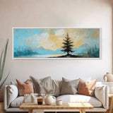 Lone Pine Tree Landscape, Minimalist Mountain Art, Tranquil Nature Scene, Rustic Cabin Wall Art, Modern Neutral Decor, Bedroom Art