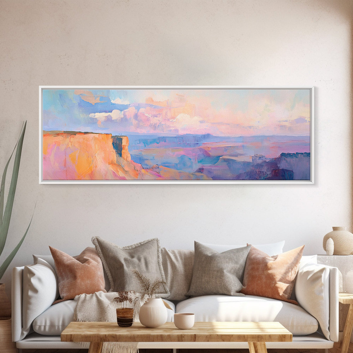 Grand Canyon Painting Canvas Print Desert Landscape Wall Art Southwest Home Decor Pastel Earth Tone Artwork Living Room or Office Accent