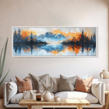 Reflective Lake Canvas Print Serene Mountain Art, Tranquil Water Painting, Fall Nature Wall Decor, Rustic Artwork, Large Wall Art