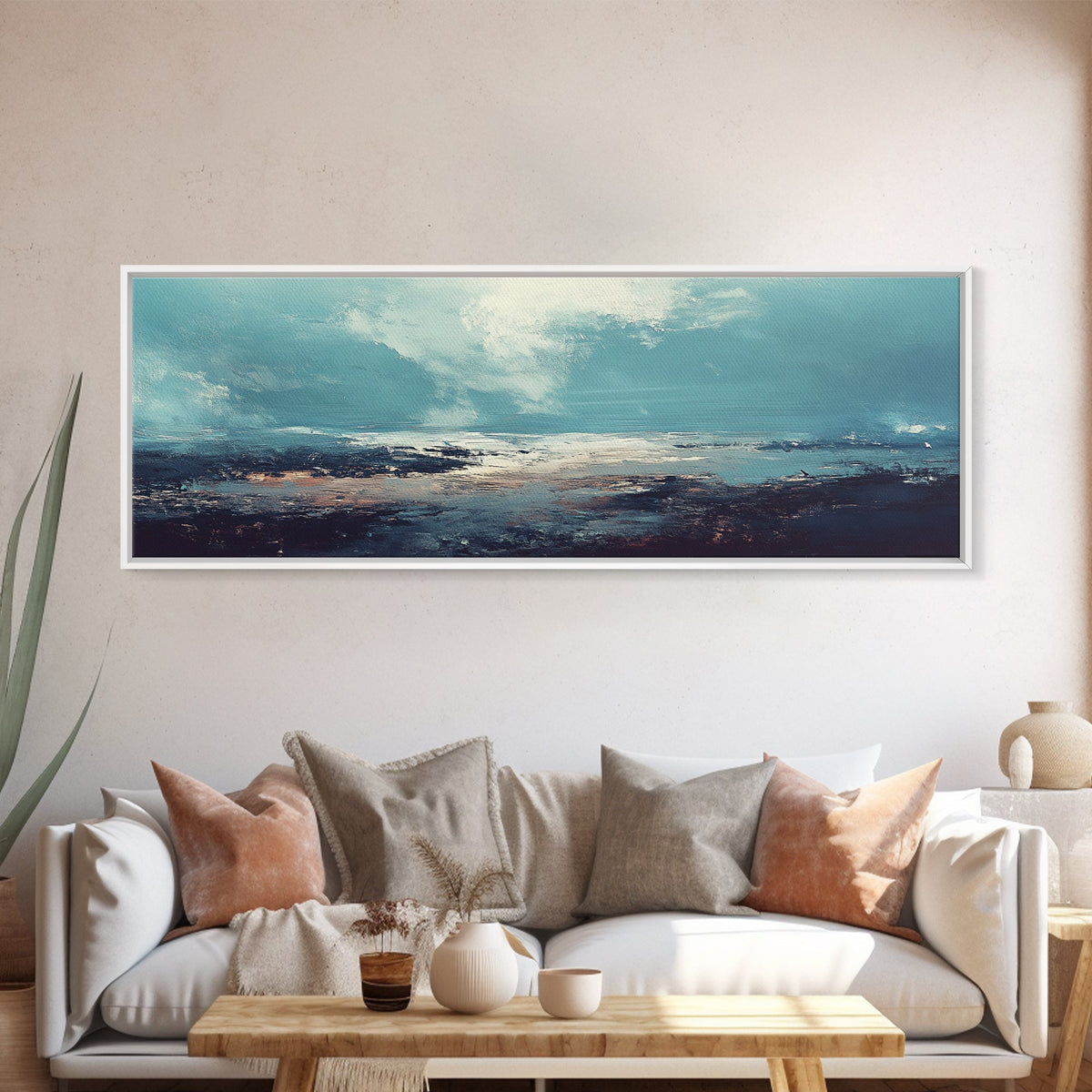 Moody Ocean Canvas Print Coastal Seascape Art, Abstract Blue Water Painting, Home Decor, Living Room Wall Art, Ocean Wall Art
