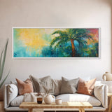 Tropical Palm Tree Canvas Print Colorful Beach Wall Art, Summer Vacation Vibes, Boho Coastal Painting, Vibrant Nature Inspired Decor
