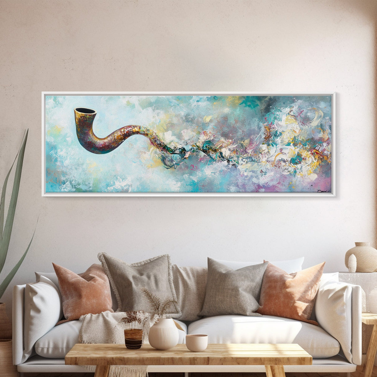 Abstract Smoke Pipe Art Canvas Print - Surreal Colorful Painting, Fantasy Wall Decor, Boho Home Aesthetic, Bar Lounge Art