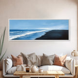 Stormy Sea Canvas Print Minimalist Ocean Painting Dark Coastal Art Black and White Beach House Decor Moody Living Room Wall Art