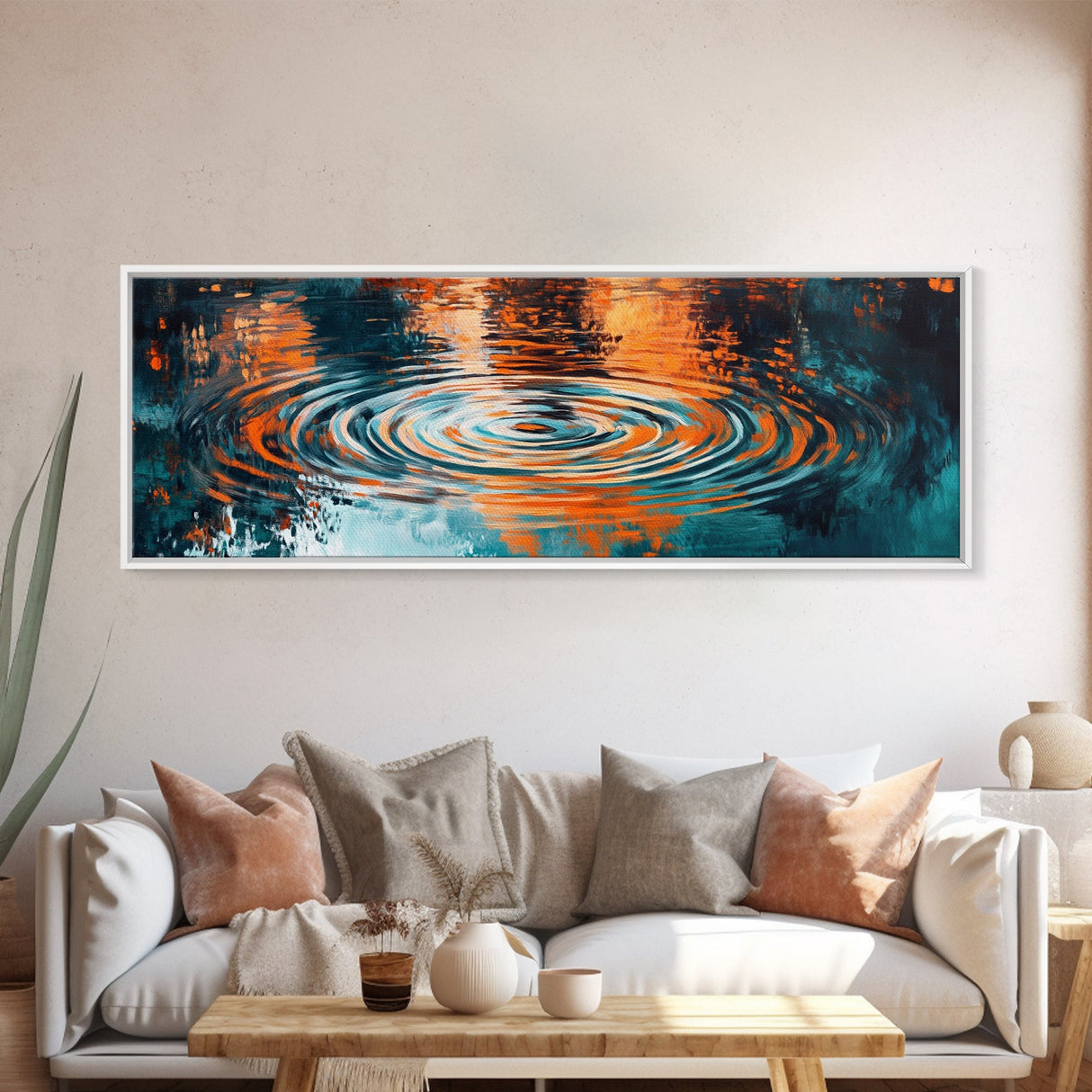 Ripple Effect Painting Abstract Water Reflection Wall Art Tranquil Zen Artwork Fluid Modern Decor Office Canvas Print