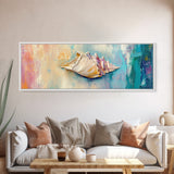 Textured Seashell Framed Canvas Print Beach House Decor, Coastal Wall Art, Pastel Ocean Painting, Nautical Theme, Home Decor