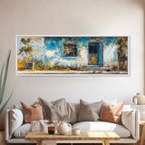 Weathered House Framed Canvas Print Rustic Wall Art, Home Decor, Old Building Painting, Shabby Chic Artwork, Farmhouse Aesthetic