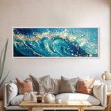 Ocean Wave, Blue Coastal Wall Art, Water Splash Painting, Beach House Decor, Canvas Print, Nautical Style, Bathroom Artwork