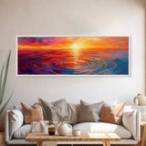Fiery Sunset, Abstract Seascape Painting, Vibrant Ocean Art, Sunset Glow, Canvas Print, Nautical Home Decor, Bedroom Artwork