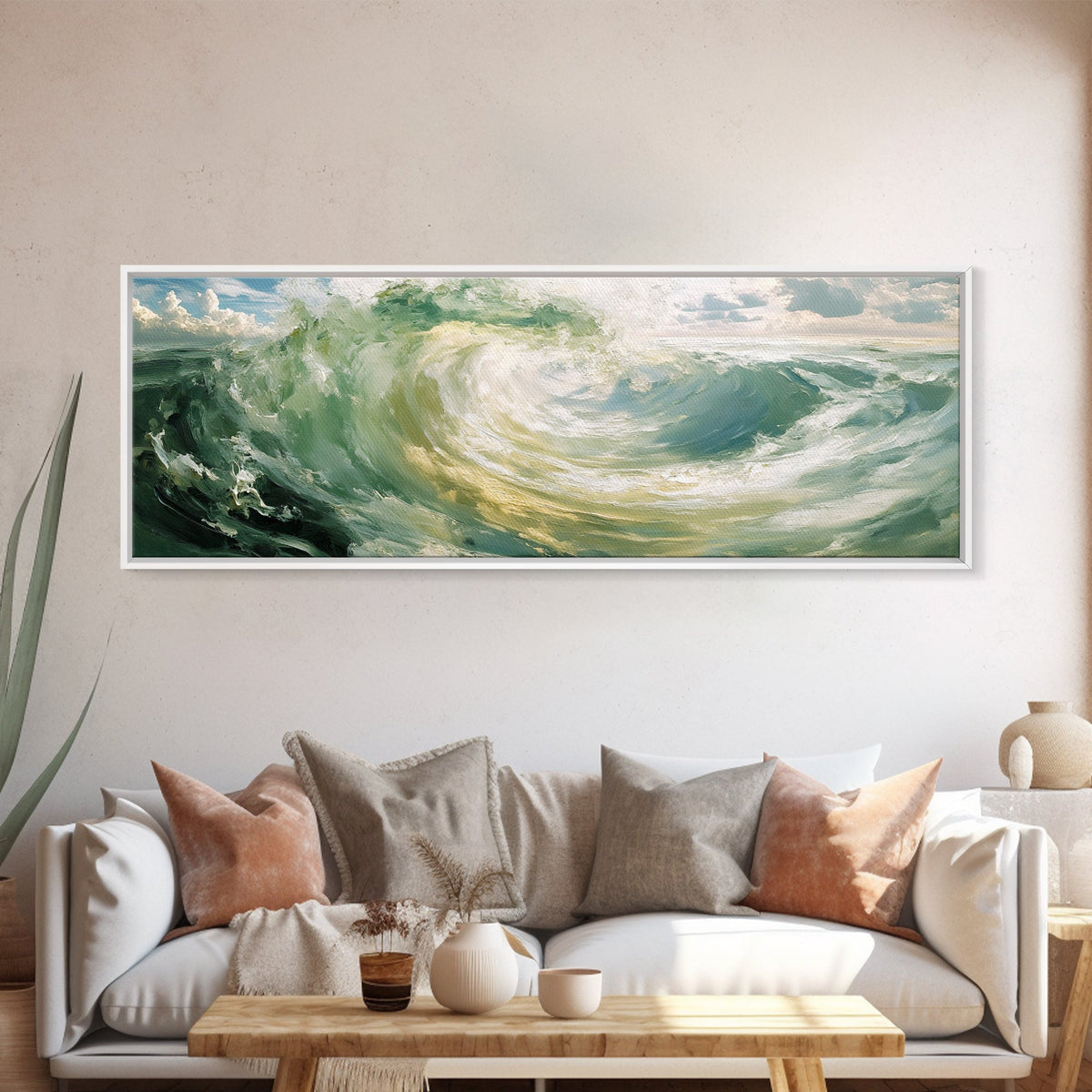 Ocean, Wave, Green, Storm, Canvas Print, Coastal Art, Nautical Wall Art, Living Room Decor, Dynamic Abstract Seascape Painting
