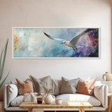 Seagull, Flight, Sky, Freedom, Canvas Print, Coastal Bird Art, Minimalist Nature Painting, Serene Wall Art, Neutral Home Decor