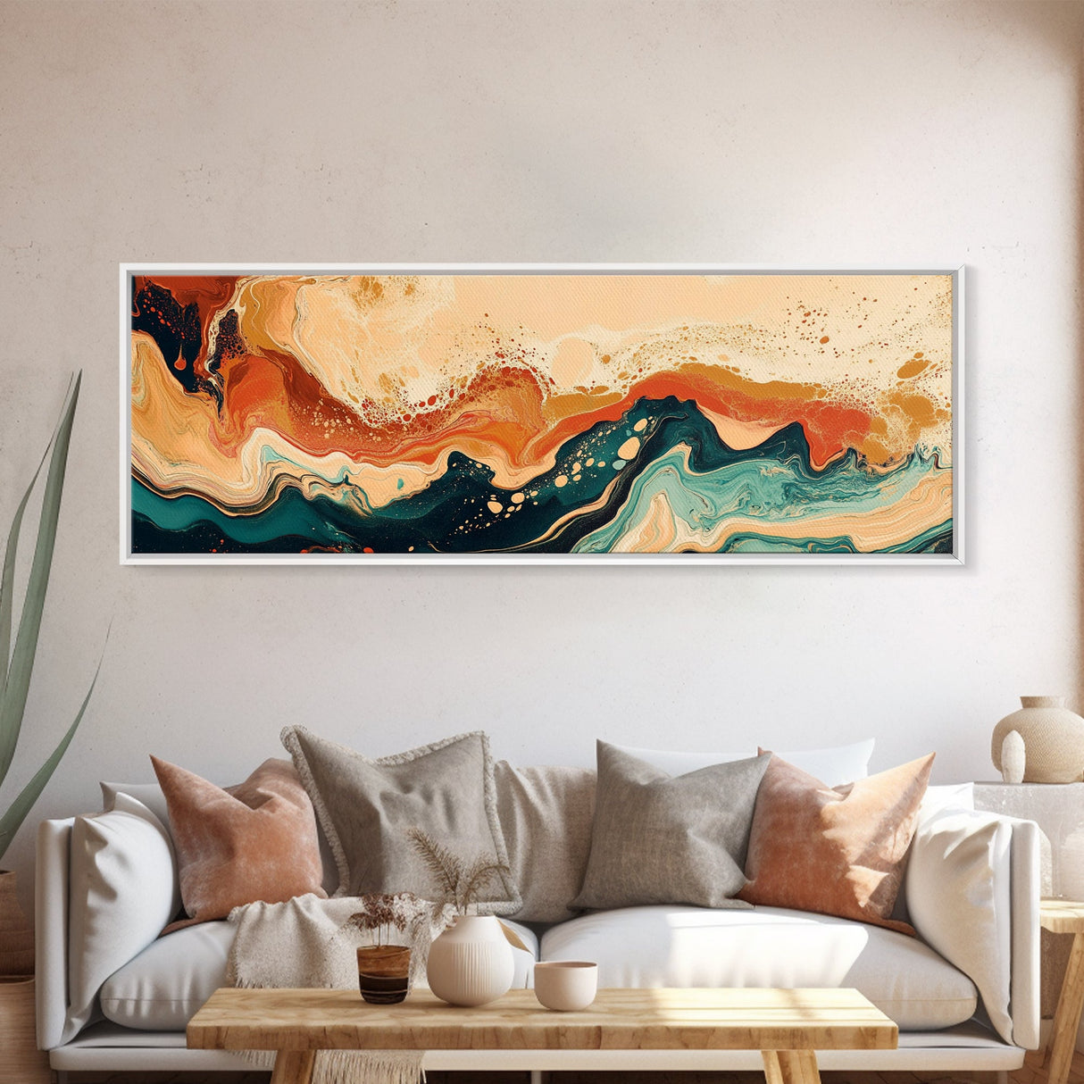 Earthy, Abstract, Swirl, Texture, Framed Canvas Print, Boho Wall Art, Warm Tones Painting, Living Room Decor, Modern Aesthetic