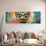 Tribal Mask, Vibrant Abstract, Bold Expressionism, Canvas Print, Boho Wall Art, Home Decor, Unique Artwork, Living Room Art