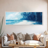 Ocean Shore, Coastal Landscape, Nautical Wall Art, Framed Canvas Print, Beach House Decor, Monochrome Seascape, Tranquil Art, Water Scene