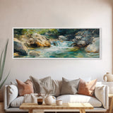 Waterfall Stream, Rocky River, Nature Wall Art, Framed Canvas Print, Cabin Decor, Rustic Landscape, Outdoor Adventure Art, Natural Beauty