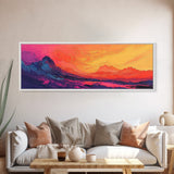 Sunset Mountains, Abstract Landscape, Canvas Print, Colorful Wall Art, Living Room Decor, Boho Art, Office Wall Art, Vibrant Painting