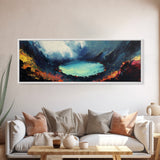Volcanic Lake, Dramatic Scenery, Canvas Print, Dark Wall Art, Living Room Decor, Moody Landscape, Bold Colors, Office Wall Art