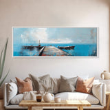 Ocean Pier, Blue Coastal Art, Nautical Wall Decor, Beach House Art, Living Room Wall Art, Seascape Painting, Canvas Print