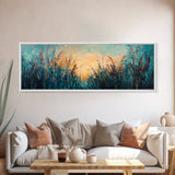 Wild Grass, Sunset Landscape Art, Serene Nature Painting, Farmhouse Wall Decor, Bedroom Wall Art, Home Print, Framed Canvas Print