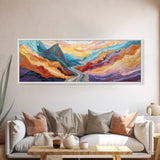 Desert Road, Colorful Mountain Art, Southwestern Landscape Painting, Earthy Boho Decor, Living Room Art, Canyon Print, Canvas Print