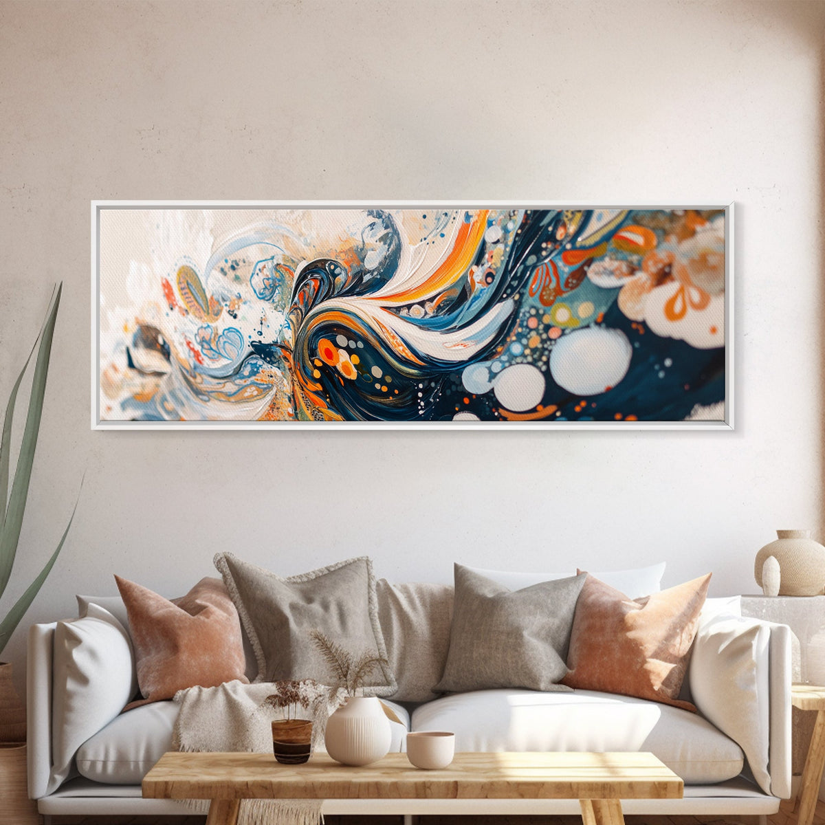 Abstract Swirl Painting, Colorful Modern Art, Bohemian Home Aesthetic, Creative Office, Studio Wall Decor, Canvas Print
