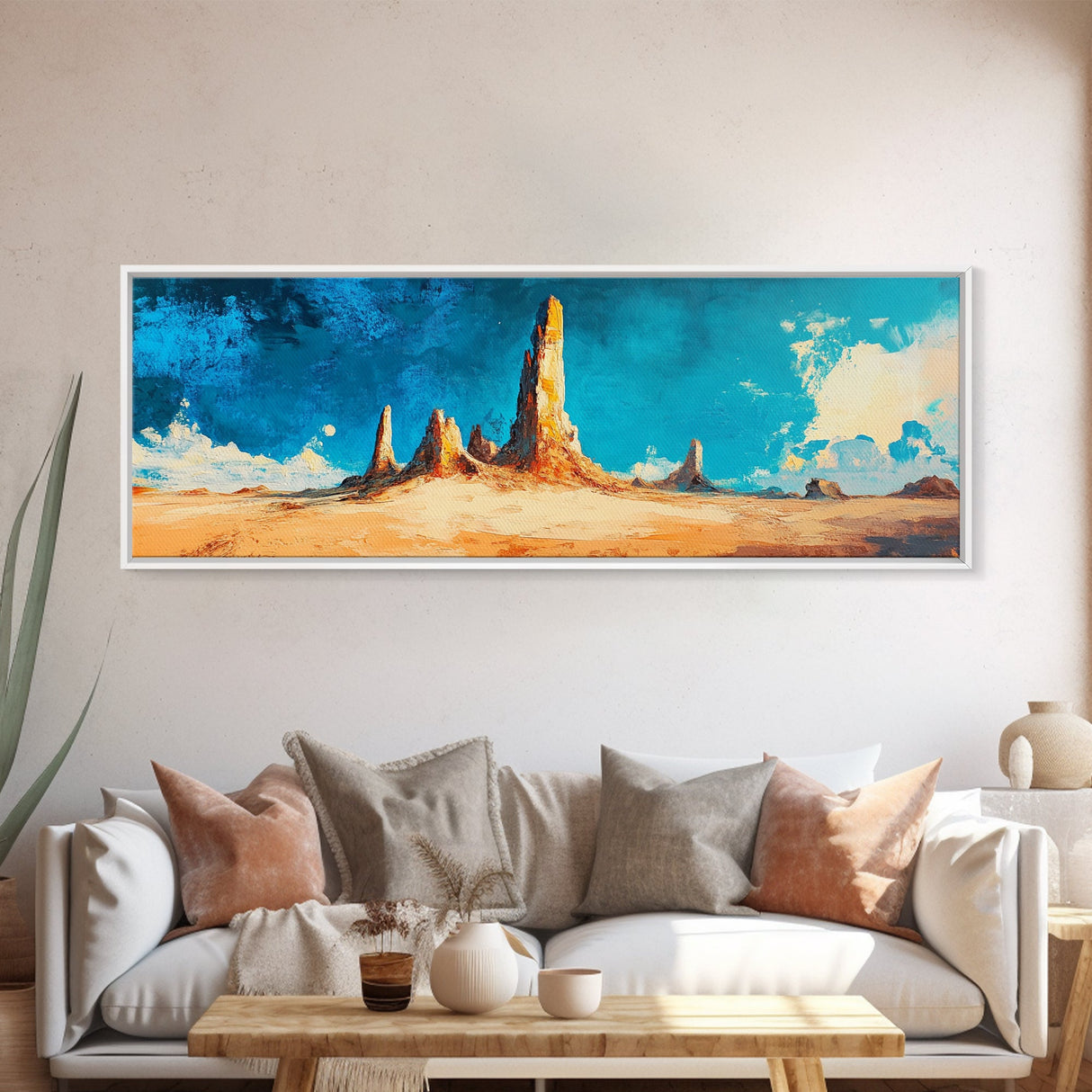 Vibrant Desert Rock Formations Wall Art, Southwest Canyon Painting, Abstract Artwork, Warm Earthy Colors, Living Room Deco