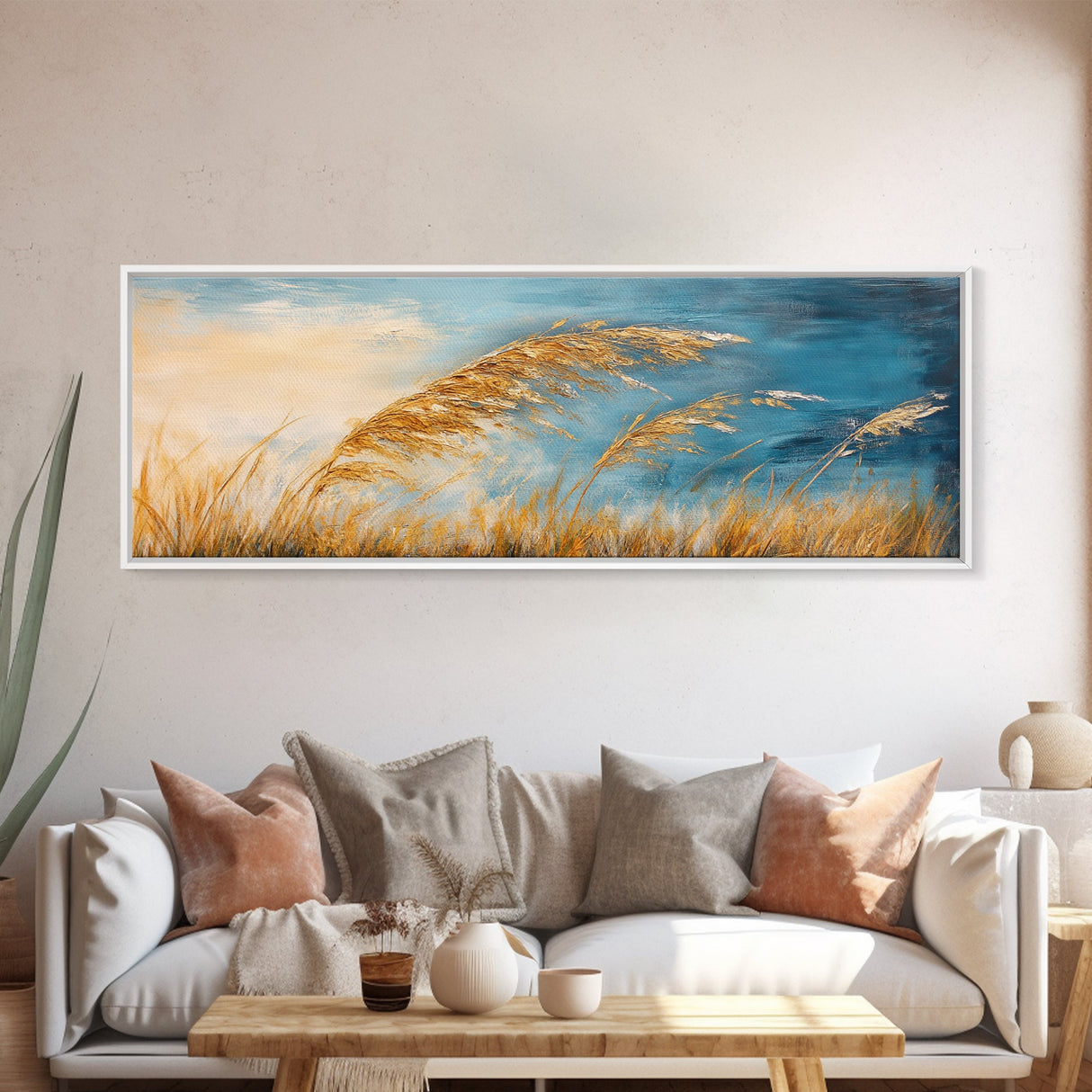 Golden Wheat in the Wind, Rustic Autumn Nature Wall Art, Warm Earthy Landscape Painting, Farmhouse Fall Decor, Cozy Home Artwork