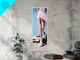 Pink Dress, Feminine Art, Coastal Wall Art, Framed Canvas Print, Fashion Illustration, Bedroom Wall Art, Chic Decor, Elegant Art