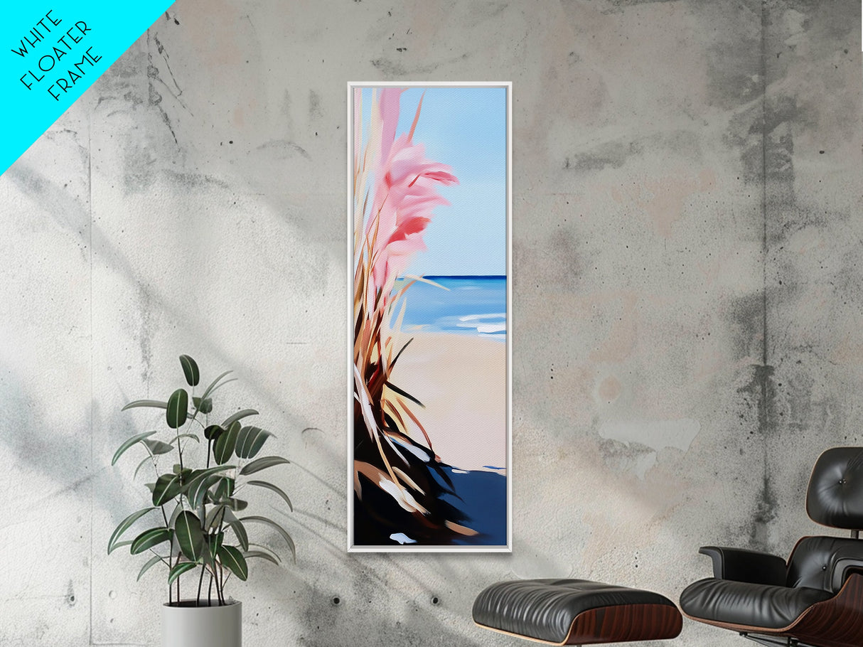 Pampas Grass, Beach View, Coastal Wall Art, Canvas Print, Boho Aesthetic, Neutral Home Decor, Bedroom Art, Modern Minimalist