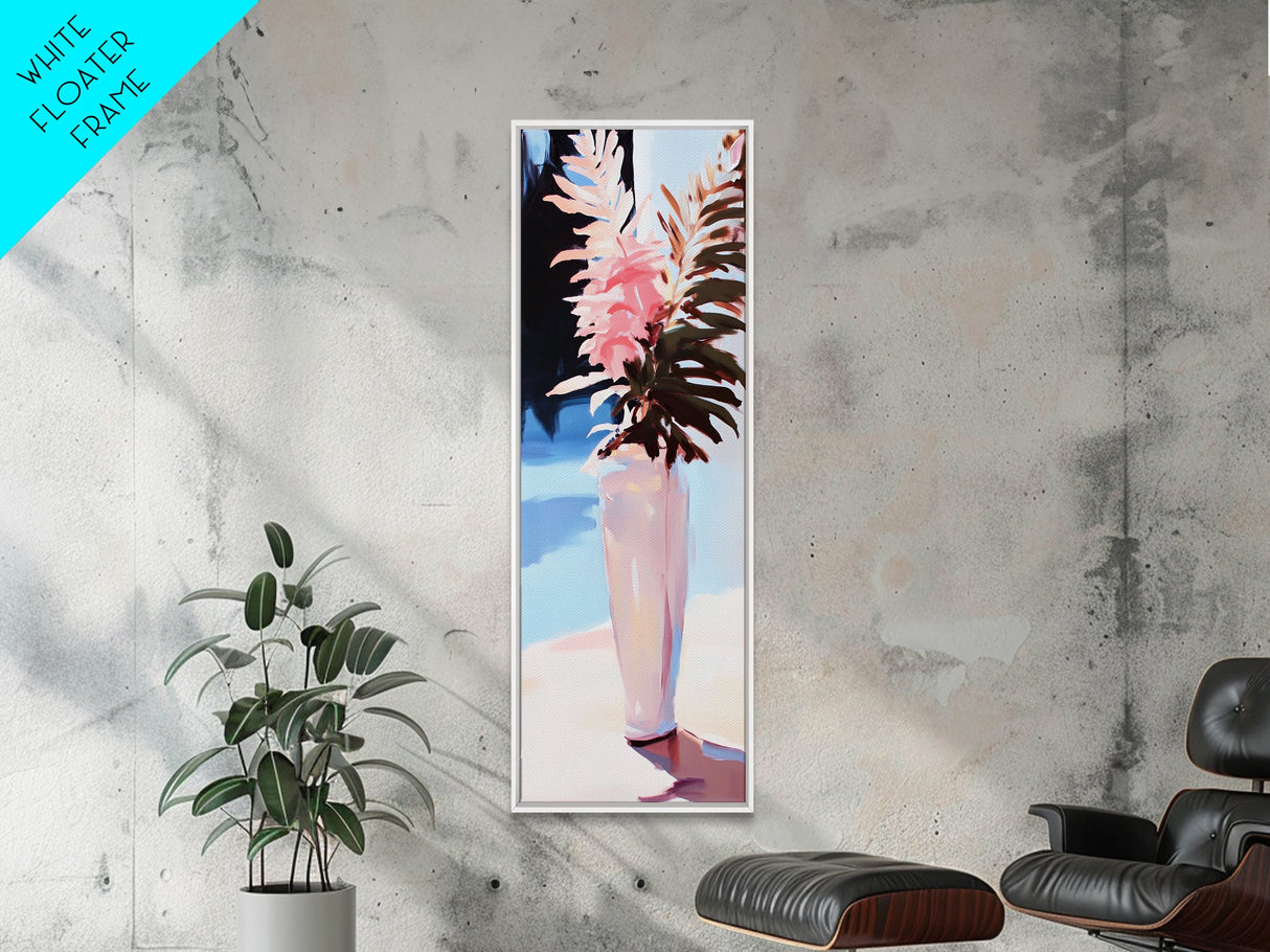 Pink Florals, Soft Vase, Elegant Home, Framed Canvas Print, Modern Wall Art, Minimalist Decor, Feminine Aesthetic, Cozy Living Room