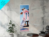Tropical Beach House, Coastal Canvas Print, Modern Wall Art, Pastel Home Decor, Living Room Artwork, Beach Aesthetic, Bedroom Art