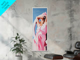 Woman Relaxing, Boho, Summer, Canvas Print, Sunlit Portrait Art, Feminine Wall Decor, Bedroom Artwork, Aesthetic Wall Art