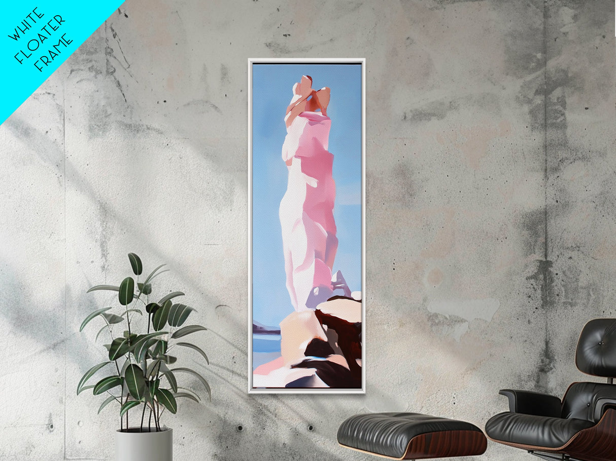 Surreal Rock Formation, Abstract Nature Art, Dreamy Landscape Painting, Minimalist Blue Sky, Office Wall Art, Canvas Print