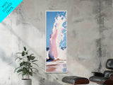 Ocean Wave Splash, Coastal Decor, Pink Beach Art, Framed Canvas Print, Modern Seascape, Minimalist Art, Bathroom Wall Art