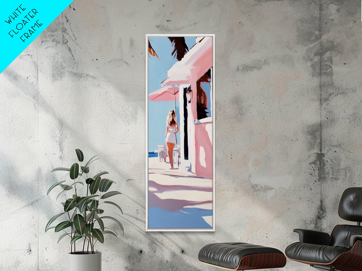 Pink Paradise, Coastal Retreat, Tropical Art, Canvas Print, Living Room Wall Art, Vacation Vibes, Minimalist Decor, Pastel Art
