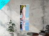 Water Reflection, Abstract Tree, Surreal Nature, Framed Canvas Print, Tranquil Wall Art, Soft Blue and Pink, Living Room Wall Art Print