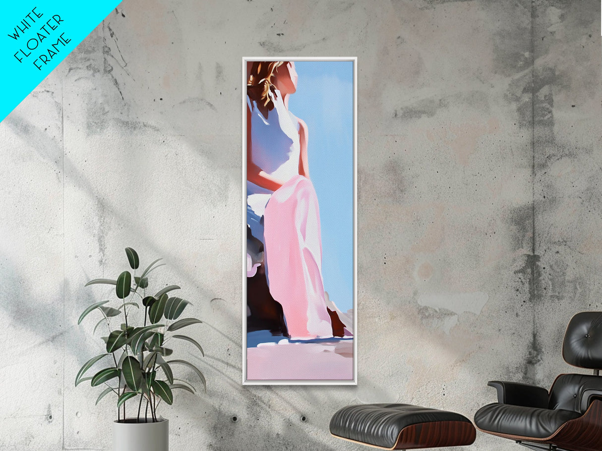 Elegant Woman, Soft Pastel Art, Feminine Portrait, Framed Canvas Print, Contemporary Aesthetic, Living Room Wall Art, Dreamy Abstrac