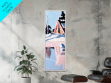 Winter Cabin, Snowy Reflections, Framed Canvas Print, Cozy Rustic Wall Art, Nordic Aesthetic, Minimalist Landscape, Bedroom Decor