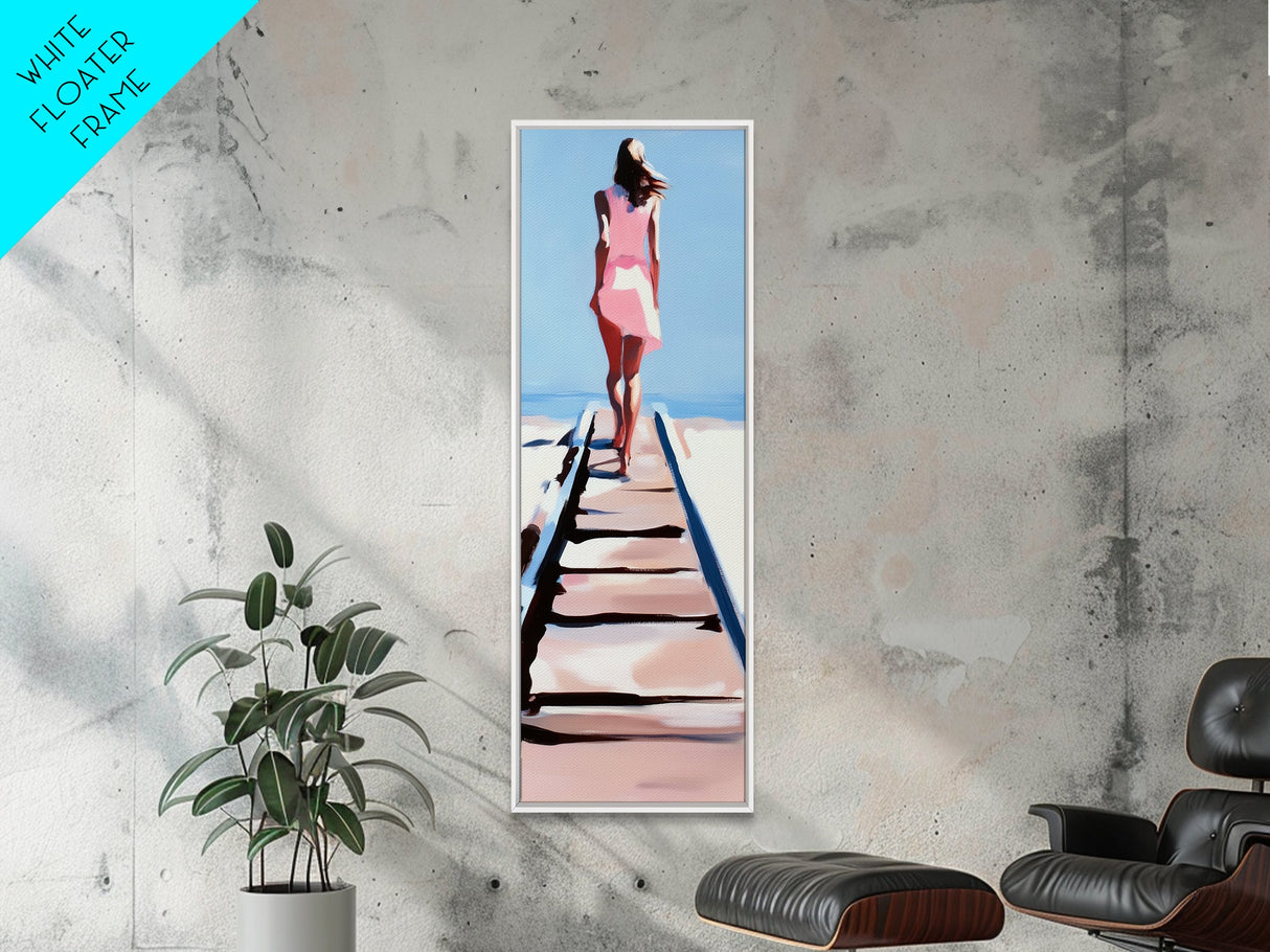 Walk to the Sea, Serene Beach Path, Minimalist Coastal Art, Canvas Print, Ocean Wall Art, Pastel Tones, Relaxing Home Decor